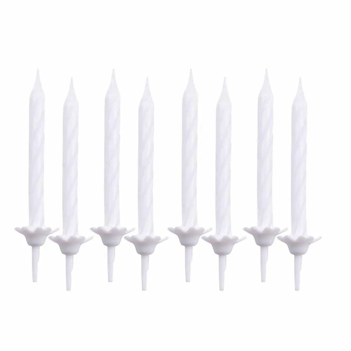 Lot de 24 Bougies d’Anniversaire «Support» 5cm Blanc