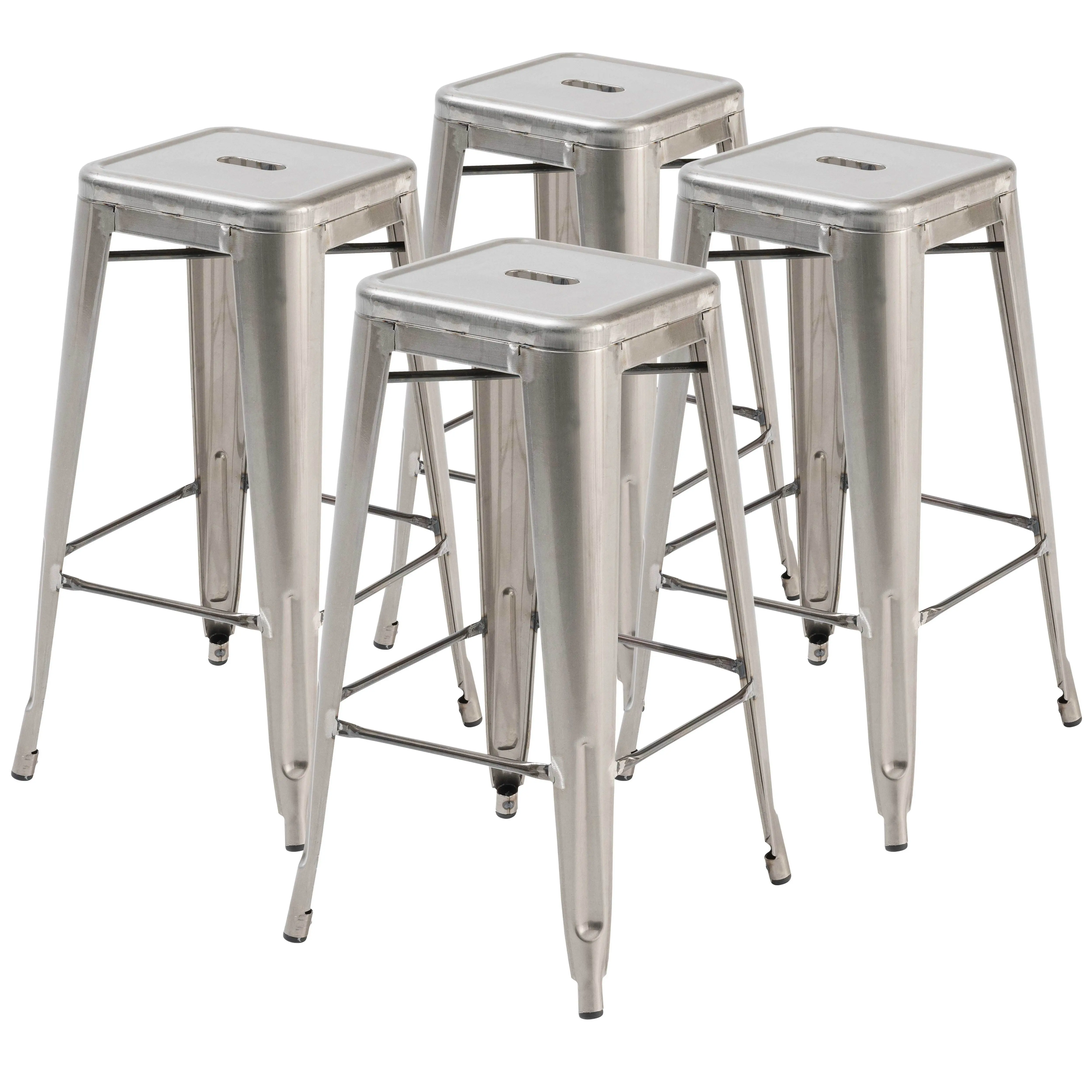 Lot de 4 tabourets de bar en acier gris mat Indus – Oviala
