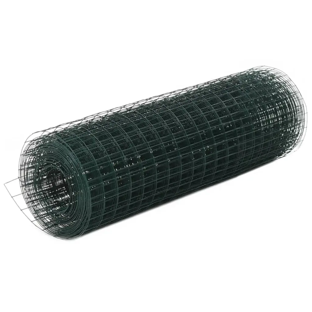 Grillage Souple Acier PVC Cage Animaux Résistant Fil 0,6mm 19mm 25×0,5m Vert