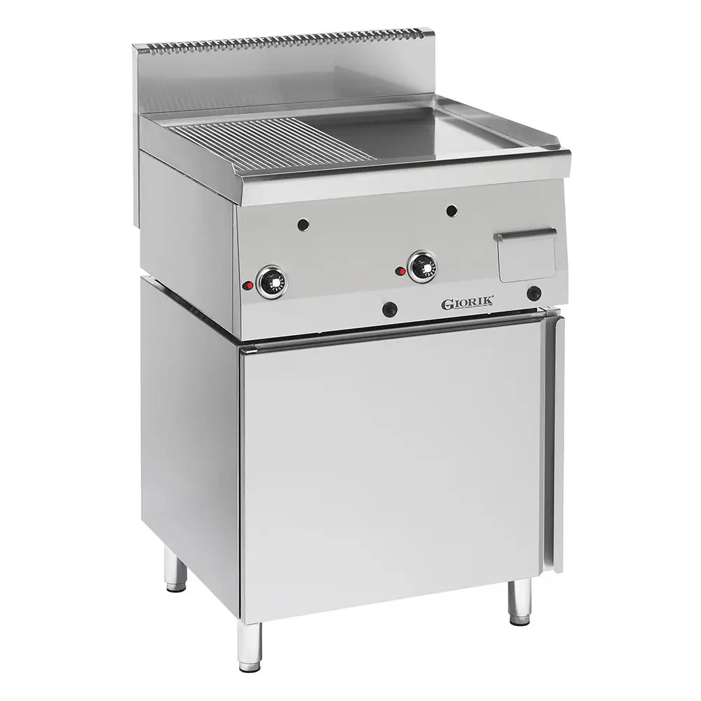Grills Gaz, acier, 1/2 lisses 1/2 rainurées