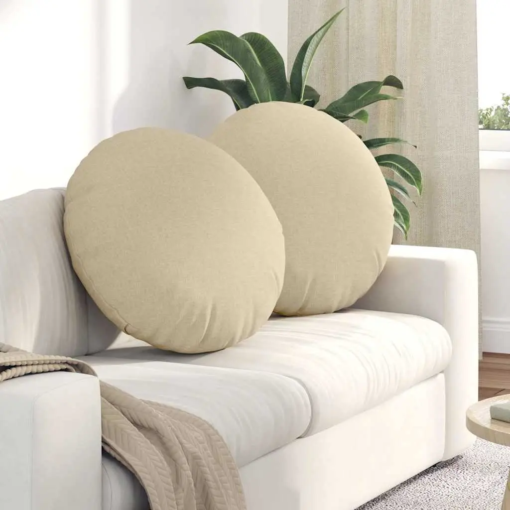 Lot de 2 Grands Coussins de Sol Ronds Tissu Confortable et Lavable pour Intérieur Crème Ø 60 cm – ComfortXL Outdoor Living
