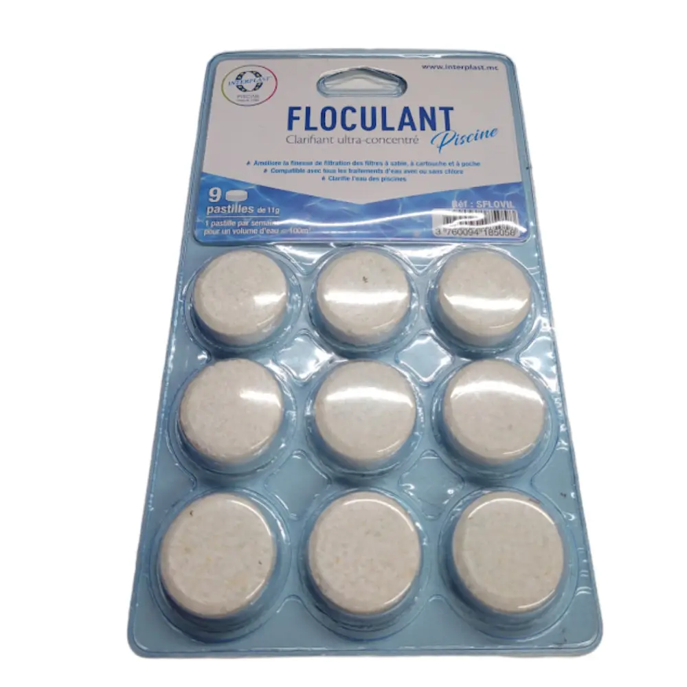 lot de 5 blisters Flovil de 9 pastilles – floculant clarifiant piscine