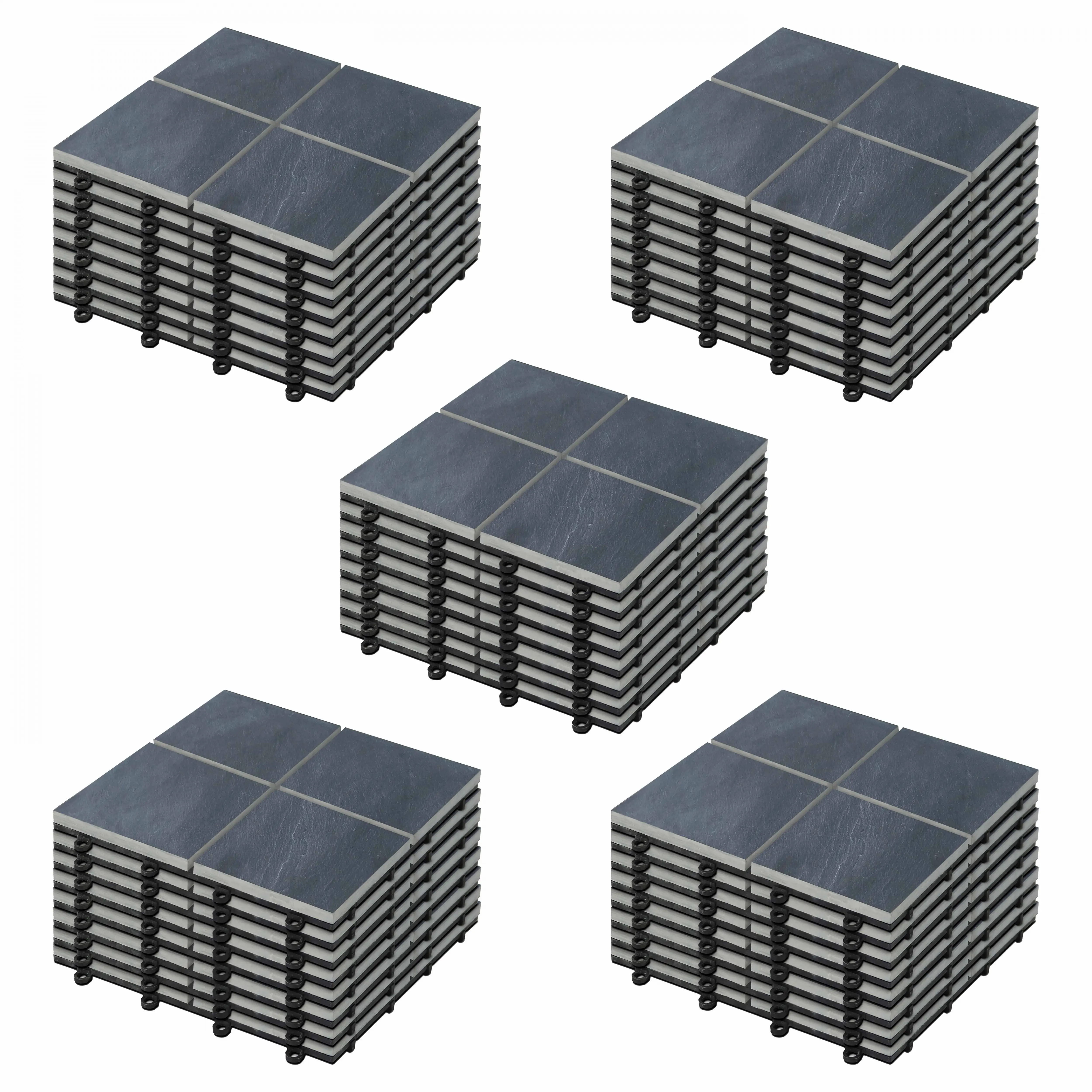 Lot de 40 dalles clipsables en pierre noir Kobe – Oviala