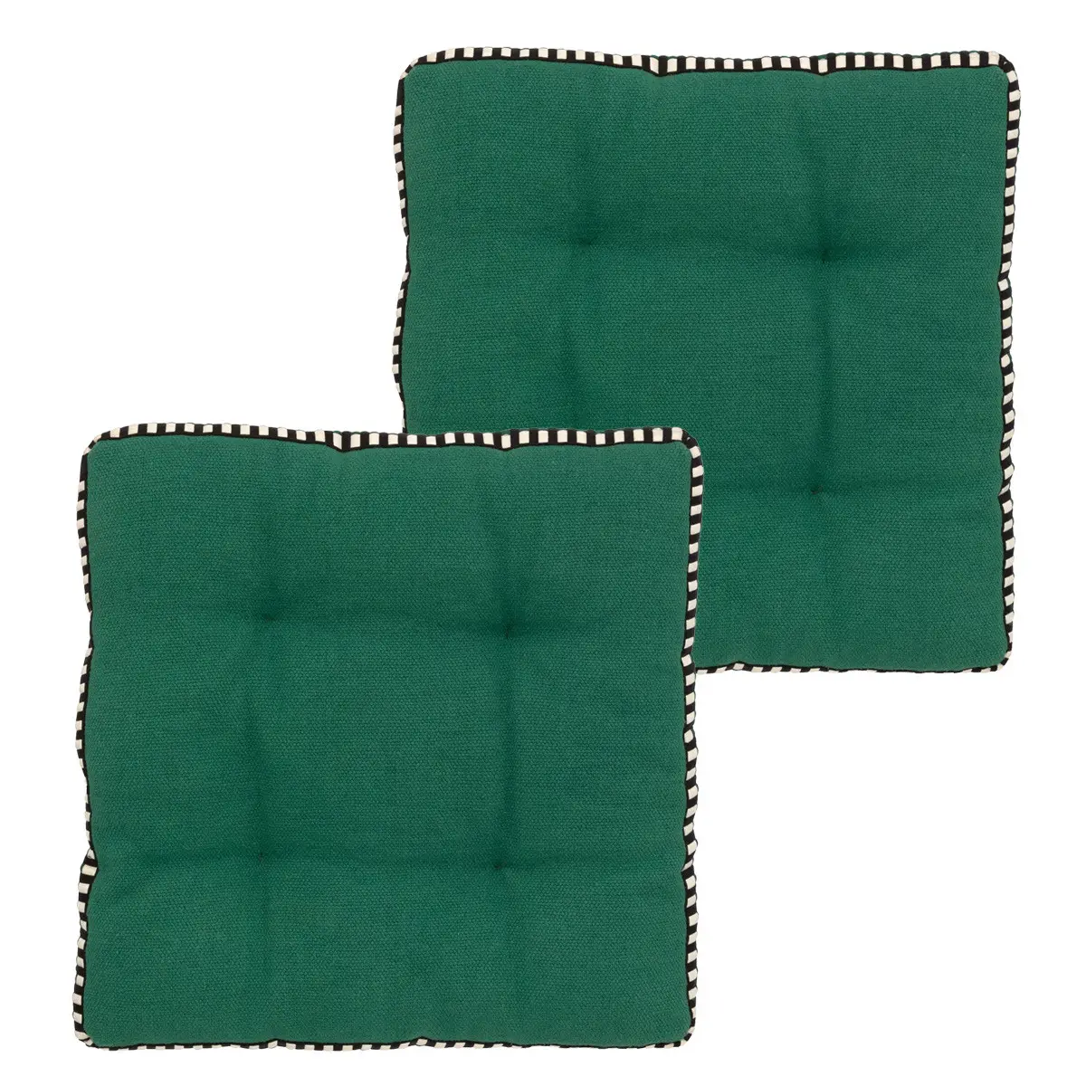 Lot de 2 Galettes de chaise en Coton Vert cèdre 38 x 38 cm