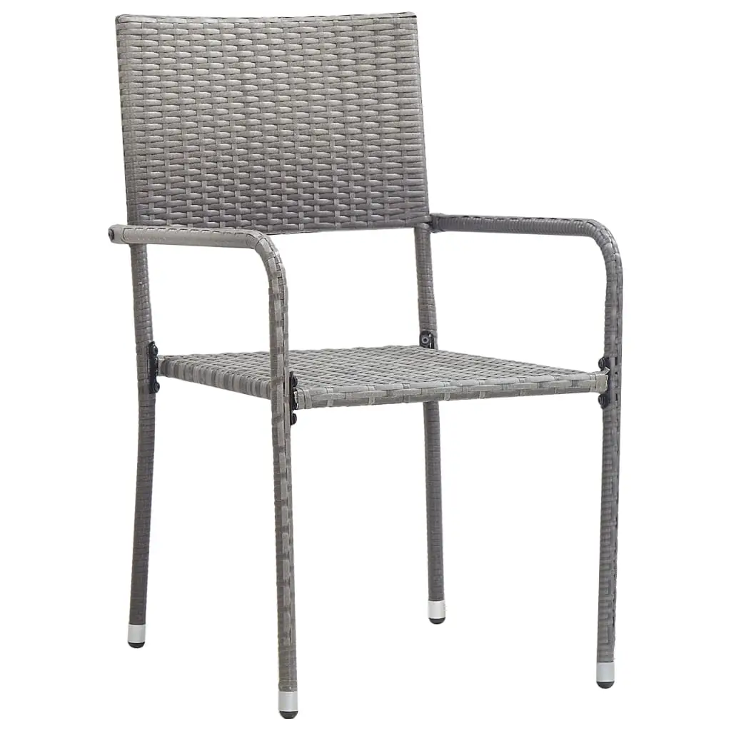 Lot de 4 Chaise à dîner de jardin | Chaise d’extérieur empilable gris résine tressée