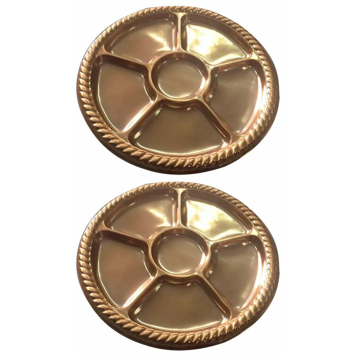 Lot de 2 Plats & 6 Compartiments «Tressé» 30cm Or