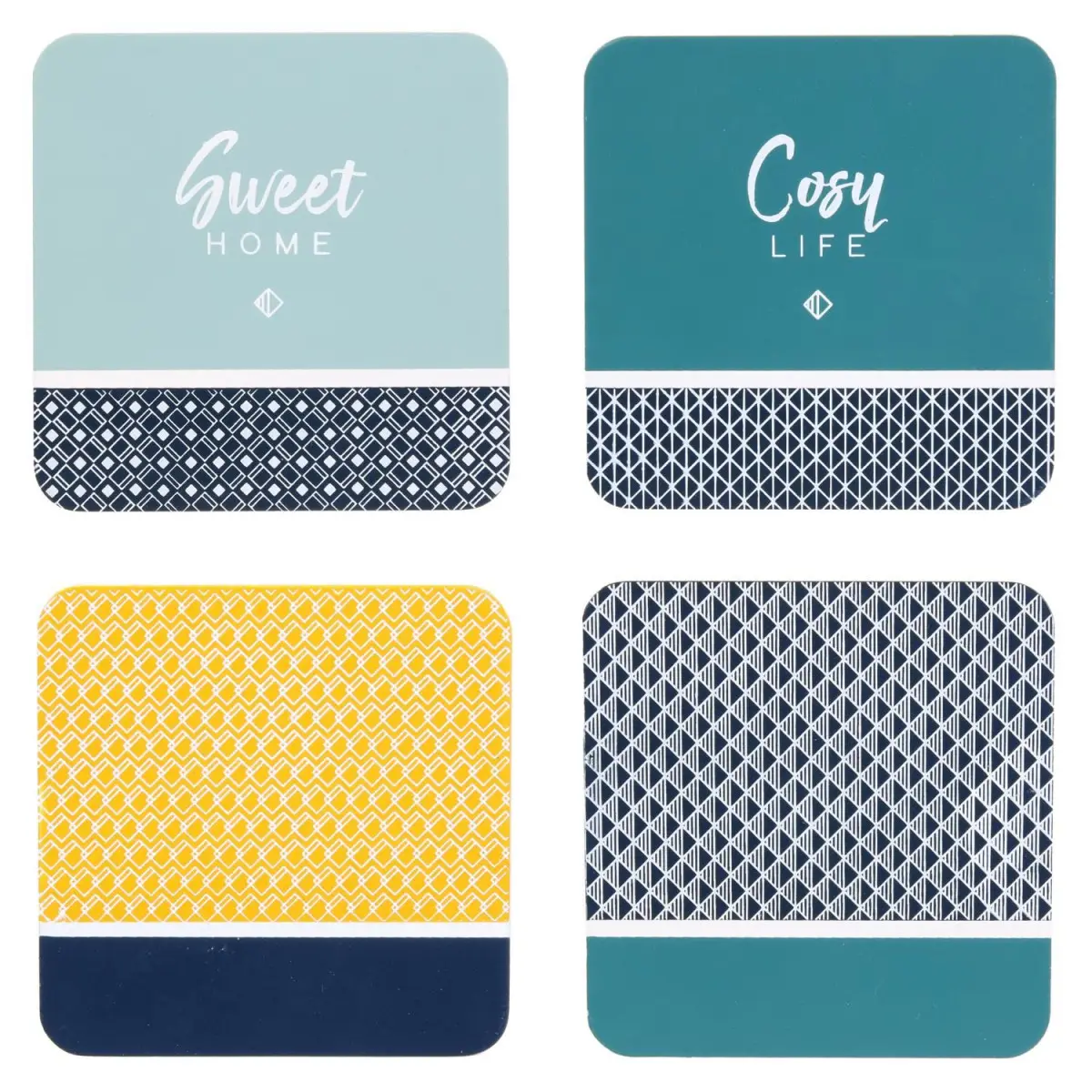 Lot de 4 Dessous de Verre «Cosy Life» 10cm Multicolore
