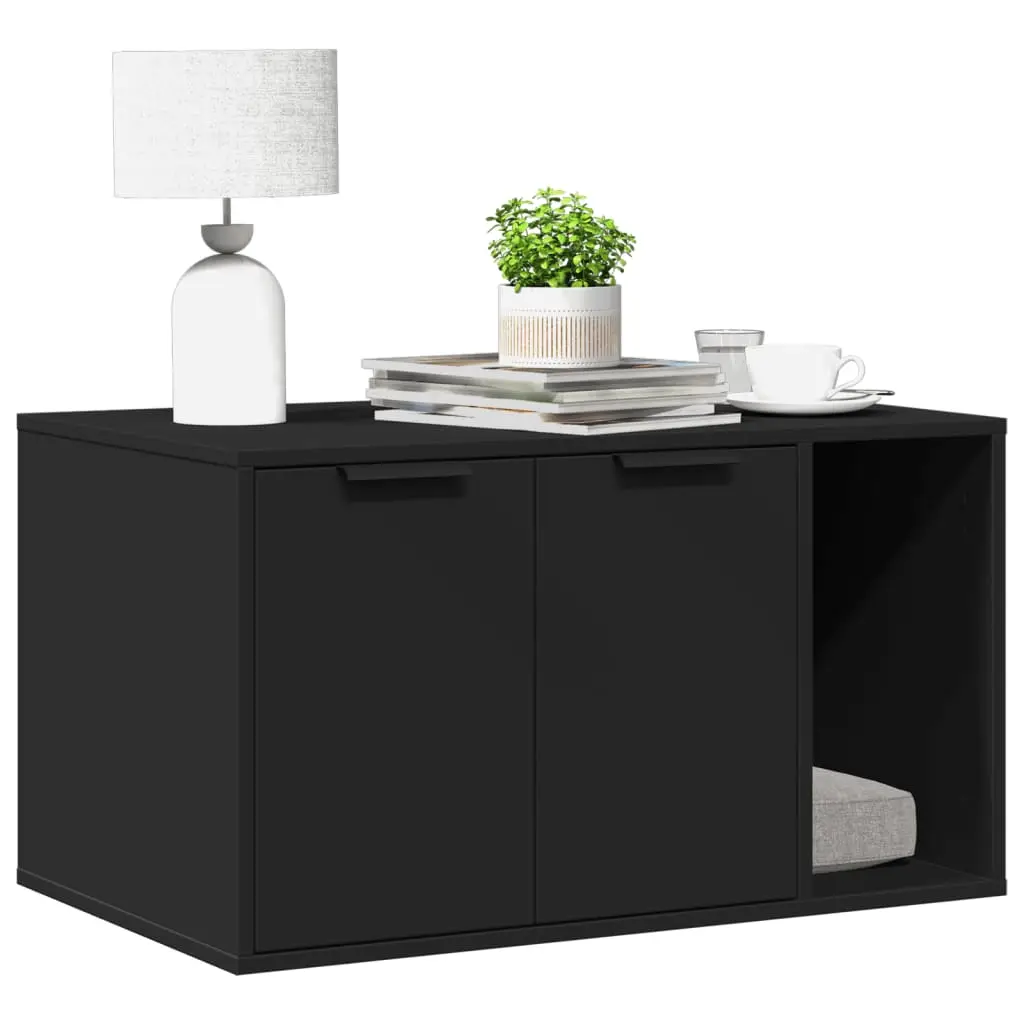 Grande maison de toilette chat bois multifonction Noir 80cm – ComfortXL Pet Living