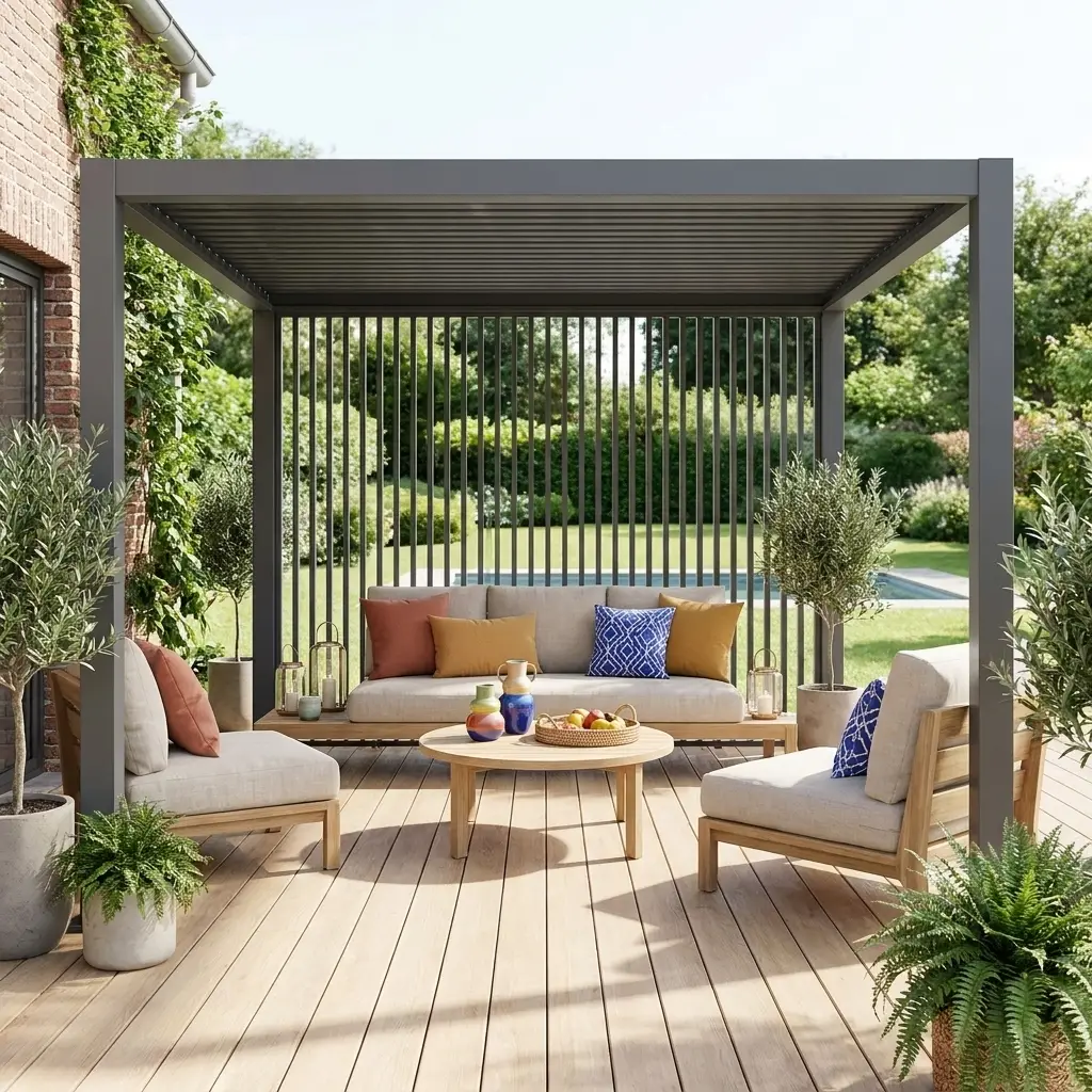 Lot de 3 persiennes verticales anthracite 130cm pour pergola bioclimatique aluminium 4x3mTriomphe | sweeek