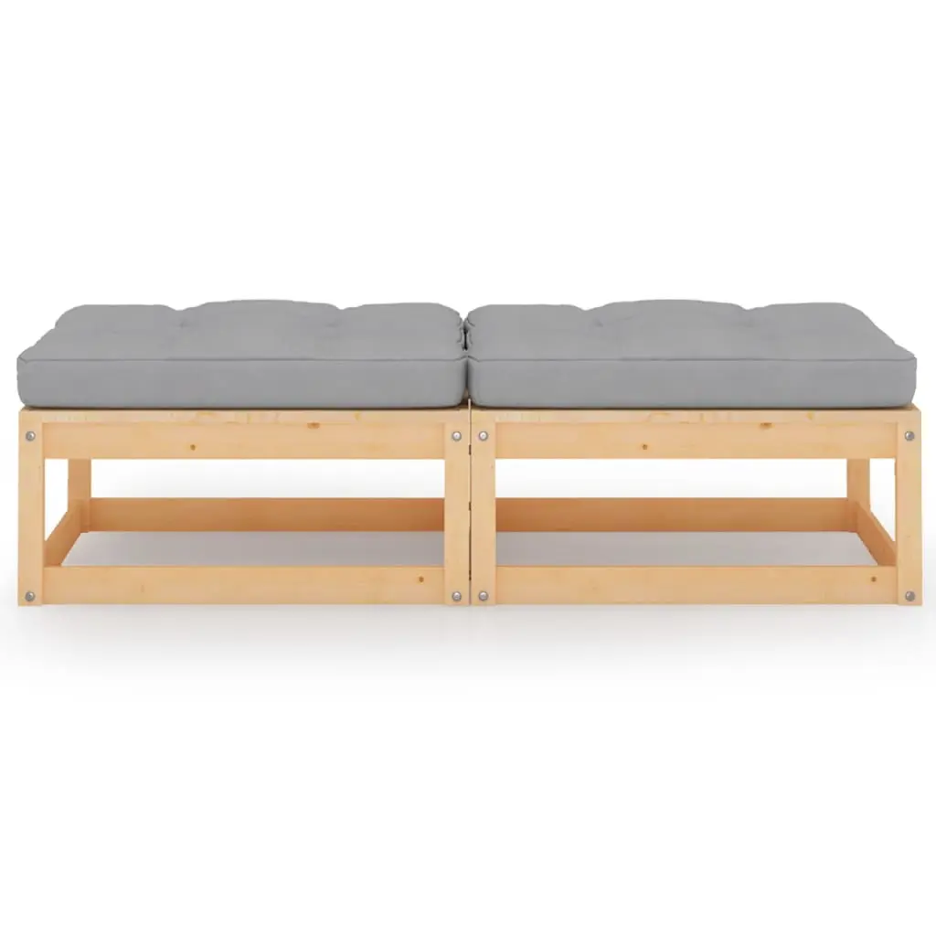 Lot de 2 Repose-pieds de jardin – Ottomans de jardin – Tabourets de jardin avec coussins Bois pin solide-JU681