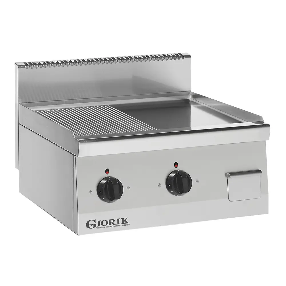 Grills Electriques, acier inoxydable, doubles 1/2 lisses 1/2 rainurées, 230 V mono