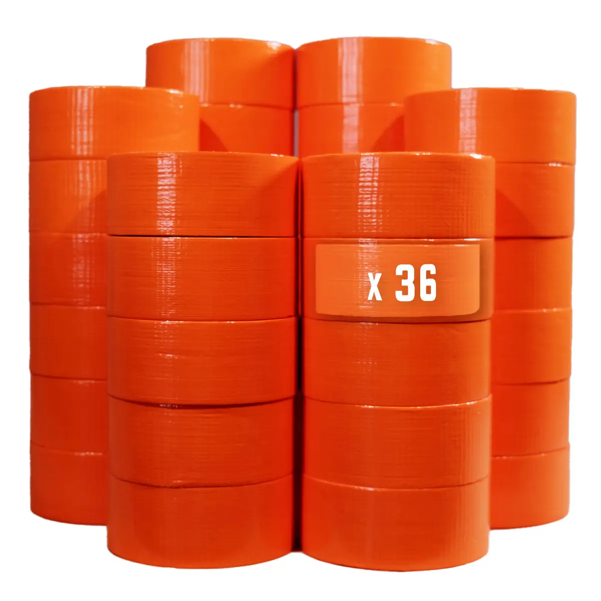 Lot de 36 Rubans adhésifs toilés orange 50 mm x 33 m – Rouleau adhésif pour fixer les bâches, fils et câbles TECPLAST