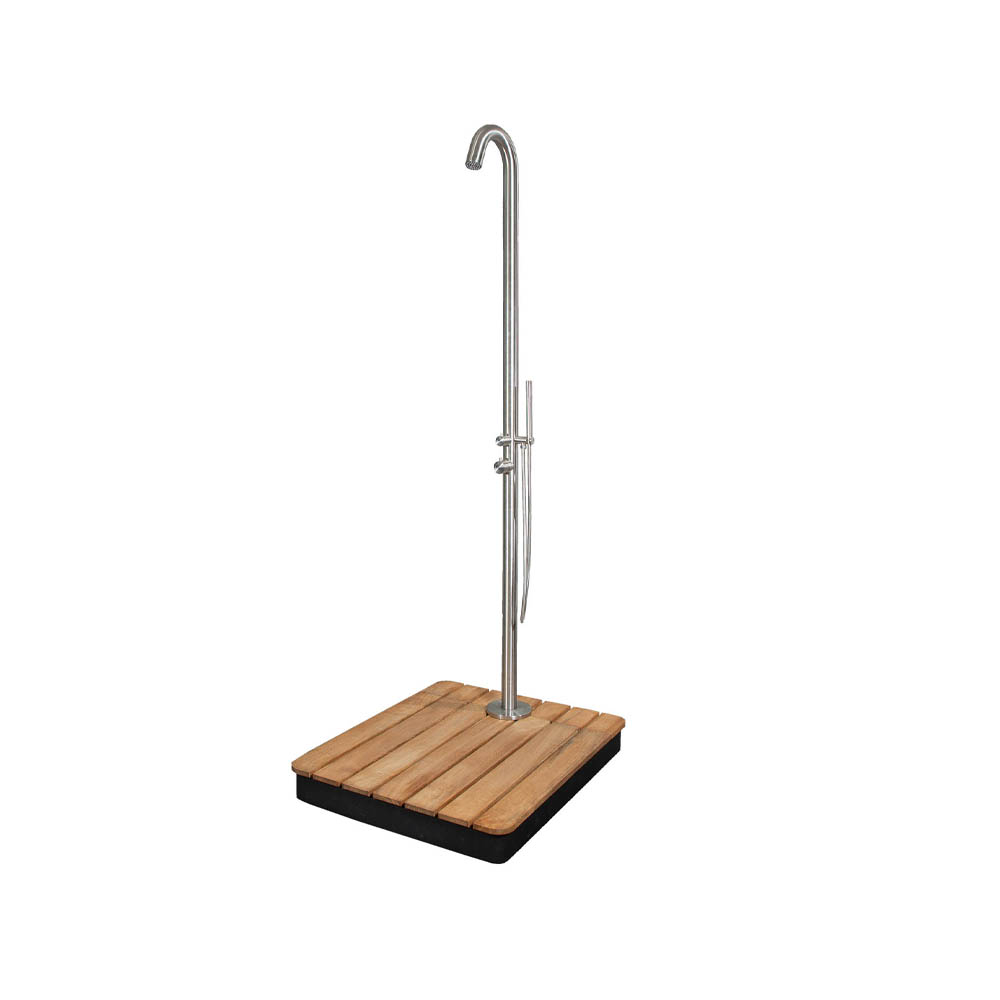 Ducha exterior Lagoon.jo{font-size:18px}Acero inoxidable, teak & base gris lava